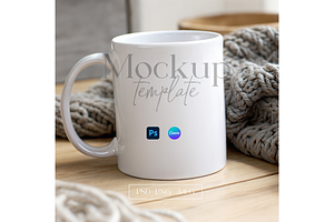 Cozy Mug Mockup with Knit Blanket, a Product Mockup by MockupWizard