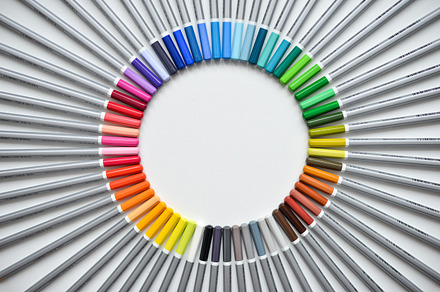 Pencils laid out by color containing color, colour, and set