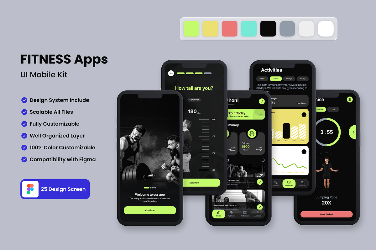 Fitness App Mobile UI KIT, an App Template by UICreative (Photo 1 of 4)