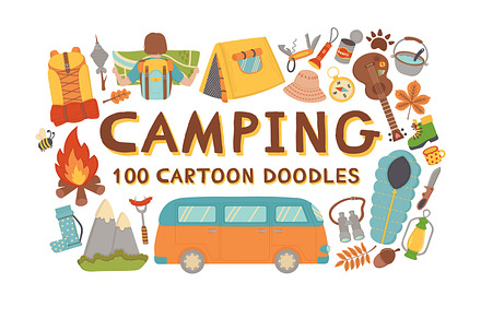 Camping doodles set