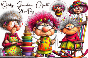 Quirky Grandma Clipart, an Illustration by Libby Wishes