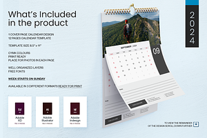 Wall Calendar Template 2024 | Sunday