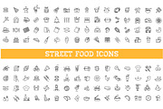 Food Court Line Icons, an Outline Icon by Tettygreen (Thumbnail 1 of 3)