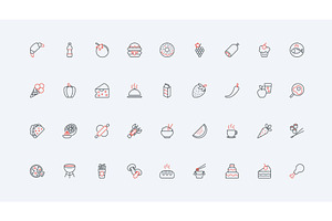 Traditional food & dishes menu icons, a Food Illustration by Lemberg Vector