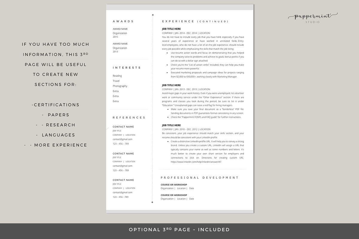 Word Resume & Cover Letter Template, a Resume Template by PAPPERMINT RESUME STUDIO (Photo 3 of 6)