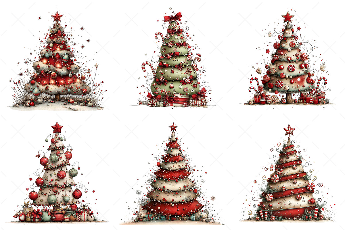Whimsical Christmas Tree Clipart Png, an Illustration by Craft Nest (Photo 10 of 10)