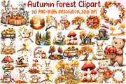 Watercolor Autumn Forest Clipart, an Illustration by Sublimation Artist (Thumbnail 1 of 6)