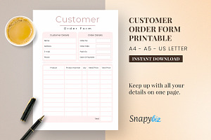 Customer Order Form Printable, a Templates & Theme by Snapybiz