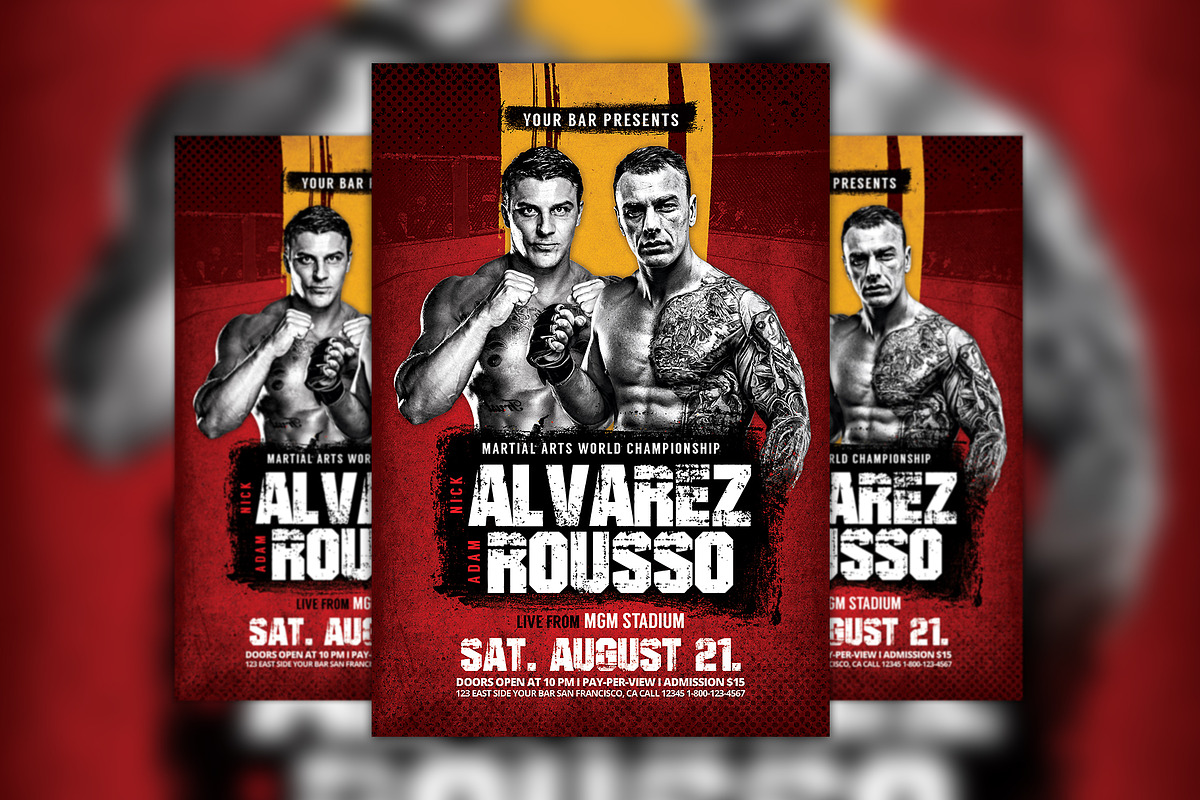 MMA Fight Sport Event Flyer Template, a Flyer Template by Flyermind