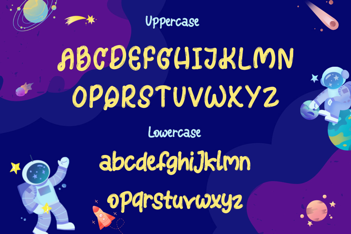 Bigspace Rocket - Kids Bold Fun Font, a Blackletter Font by Dhabee (Photo 3 of 9)