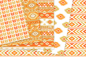 Orange & Gold Boho Seamless Patterns