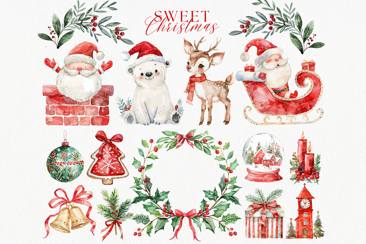 Sweet Christmas Clipart Bundle, a Seasonal Illustration by ClipArtCharm (Photo 5 of 6)