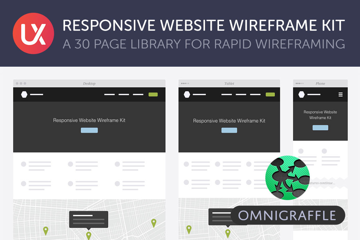 Responsive Website Wireframe Kit, a Wireframe Template by UX Kits (Photo 1 of 5)