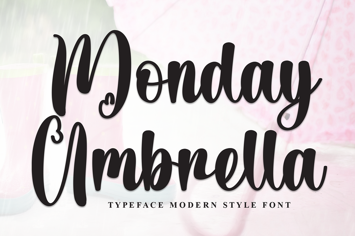 Monday Umbrella | Script Font, a Handwritten Font by Scratchones (Photo 1 of 8)