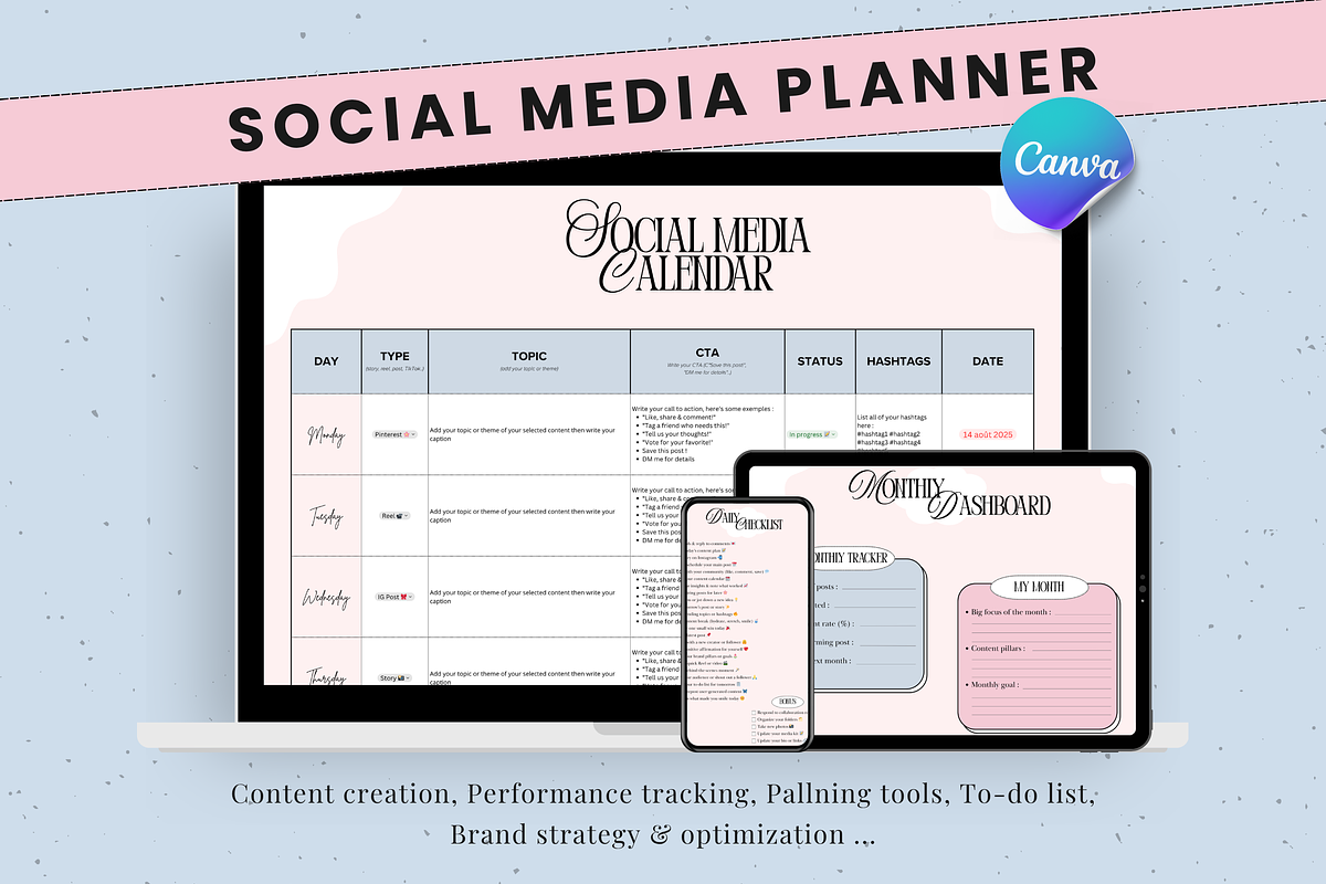 Social Media Content Planners, a Social Media Template by PixelBloomClub (Photo 1 of 6)