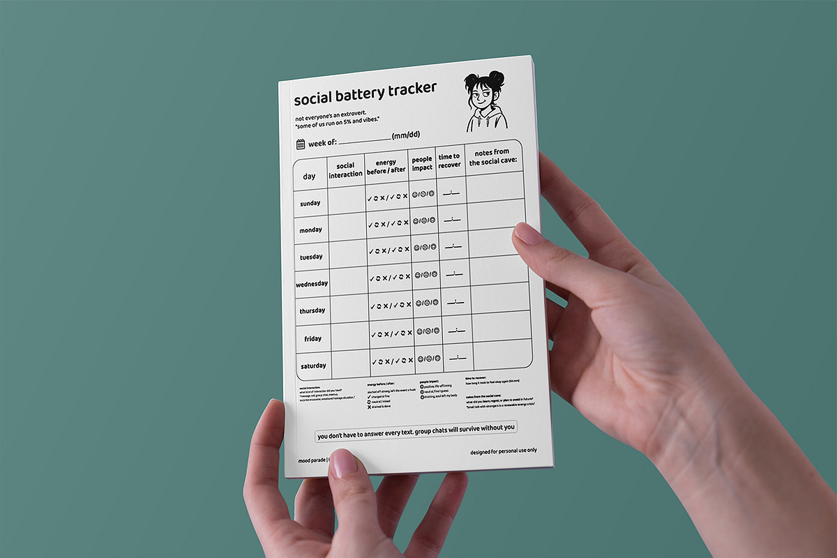 6 Printable Mood Tracker Bundle, a Stationery Template by MuzaArtStudio (Photo 6 of 8)