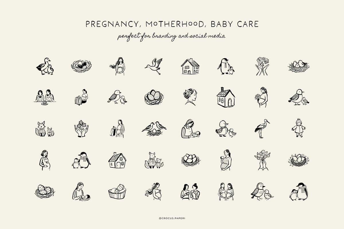 MOTHERHOOD & BABY CARE illustrations, a Decorative Illustration by Crocus Paperi (Photo 2 of 5)