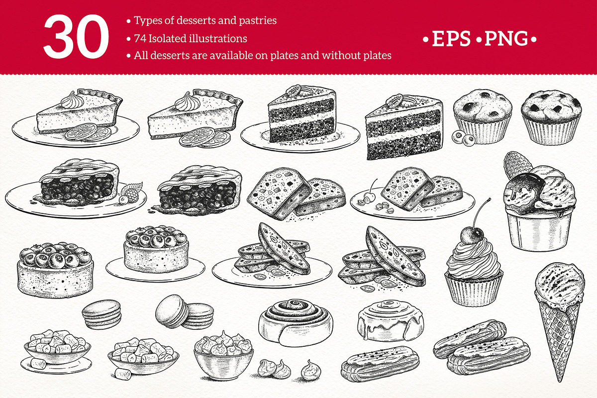 Desserts Sketchy illustrations, a Food Illustration by Sonya Illustrations (Photo 5 of 9)