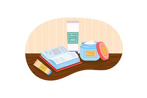 Care beauty product vector on flat, an Object Illustration by vectorpointstudio