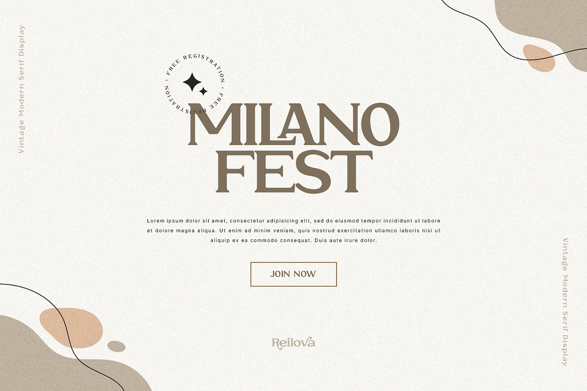 Reilova Modern Vintage Serif Display, a Serif Font by Koplexs Studio (Photo 6 of 11)