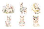 watercolor Llamas cliparts, an Animal Illustration by BerryPieArt (Thumbnail 4 of 4)