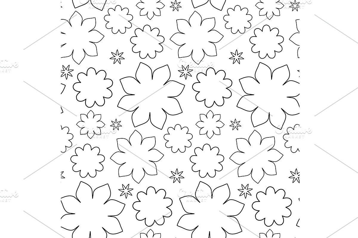 Monochrome floral line art seamless, an Illustration by okskukuruza