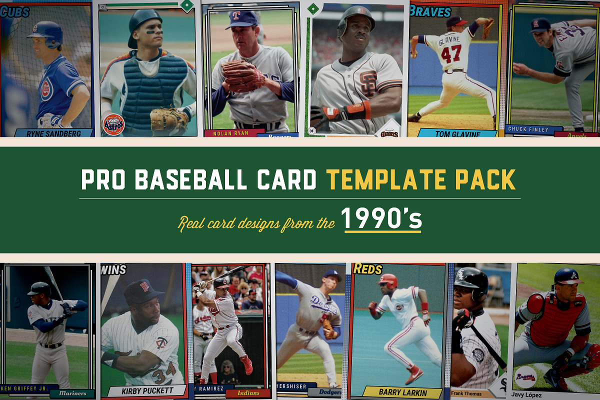 1990's Pro Baseball Card Templates, a Card Template by Chris Weibring (Photo 1 of 11)