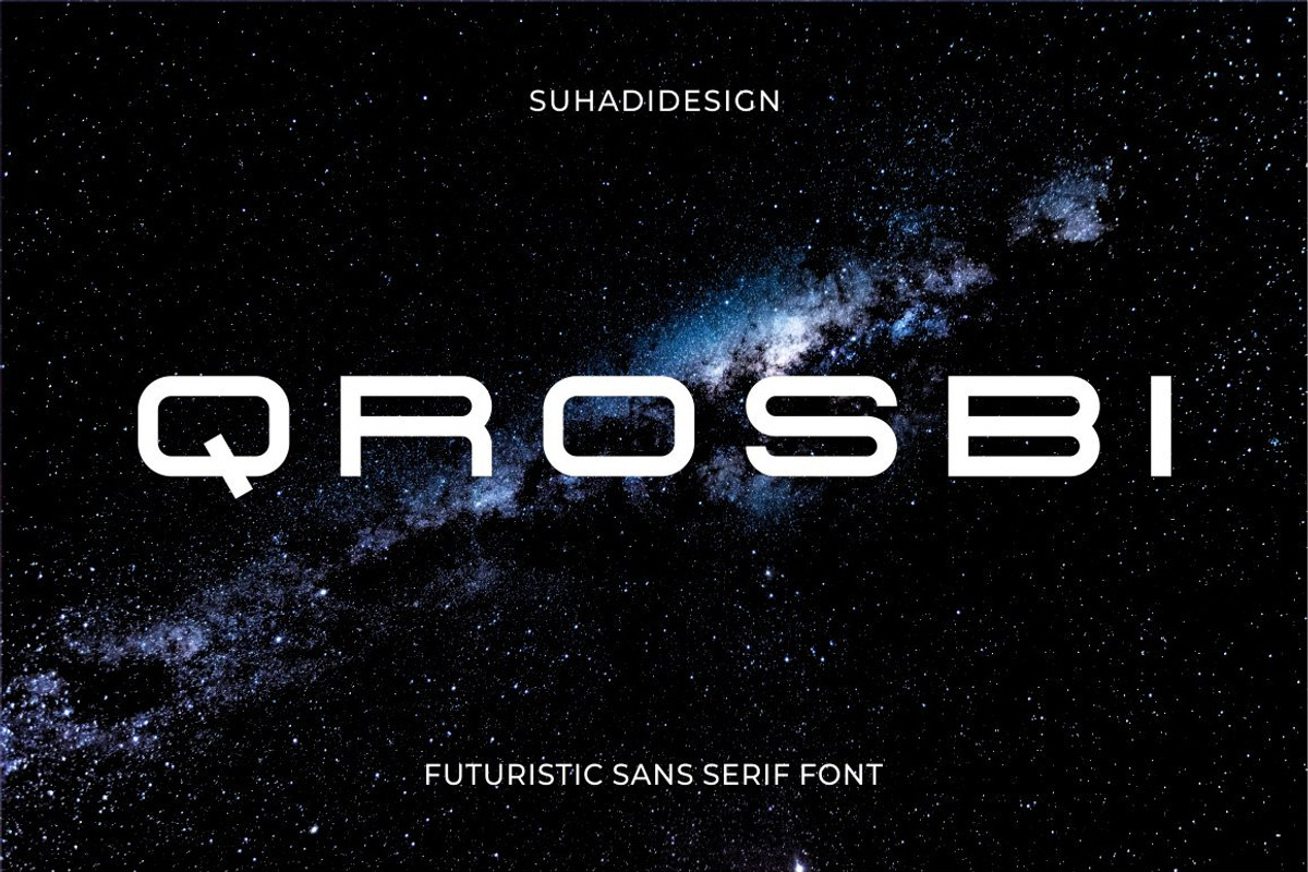 Qrosbi futuristic sans serif font, a Sans Serif Font by suhadidesign (Photo 1 of 5)