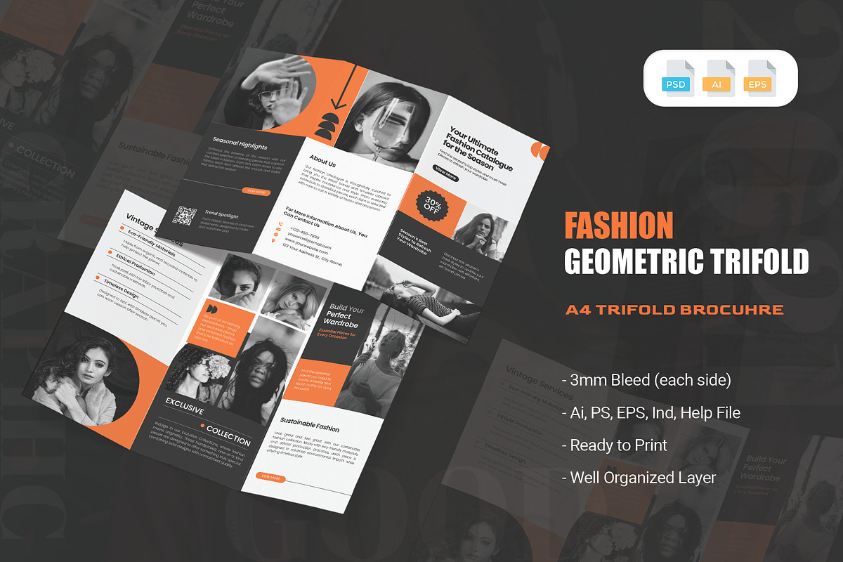 Fashion Geometric - Trifold Brochure, a Brochure Template by AQR Studio (Photo 1 of 2)