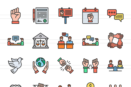 50 Human Rights Filled Line Icons, an Icon by IconBunny
