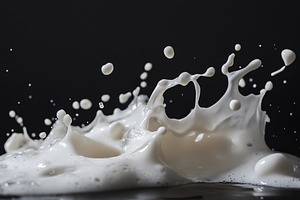 Milk splashes create dynamic pattern, a Photo by Tanuart
