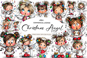 Cartoon-style Christmas Angel, an Illustration by CreationArt