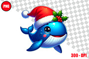 Christmas Whale Clipart Bundle Files, an Animal Illustration by taramija (Thumbnail 17 of 26)