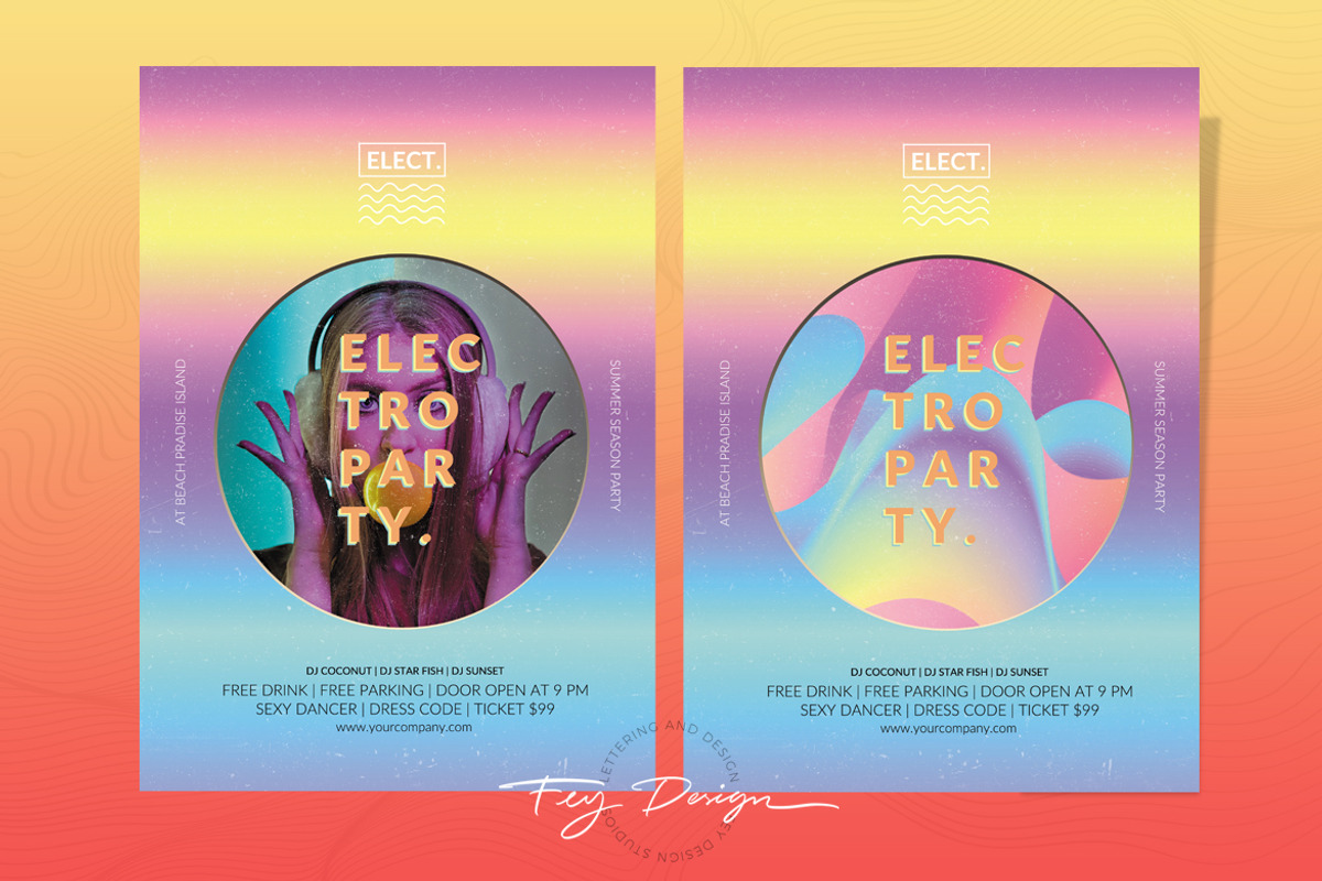 Electro Party Flyer Template, a Flyer Template by feydesign (Photo 1 of 2)