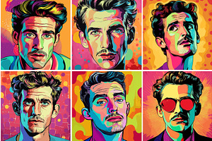 Pop art portrait bearded man cartoon, an Illustration by Onyx