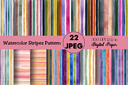Watercolor Stripes Pattern Digital P, an Illustration by Daily.Designs (Thumbnail 1 of 5)