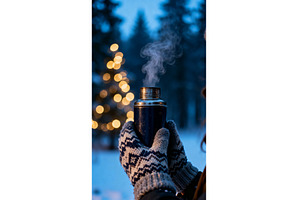 Hands in knitted gloves holding a, a Holiday Photo by tilialucida