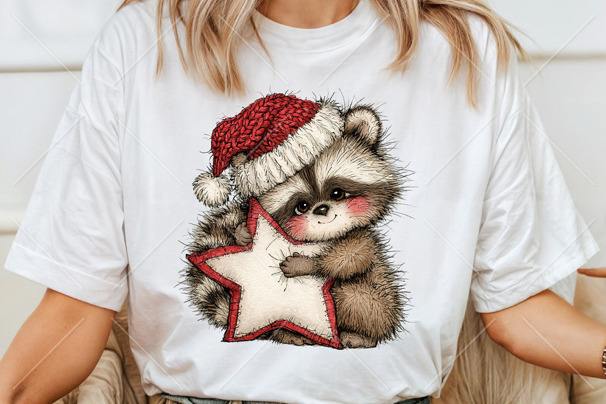Whimsical Raccoons Christmas Clipart, a Seasonal Illustration by Canvas Craft (Photo 6 of 10)