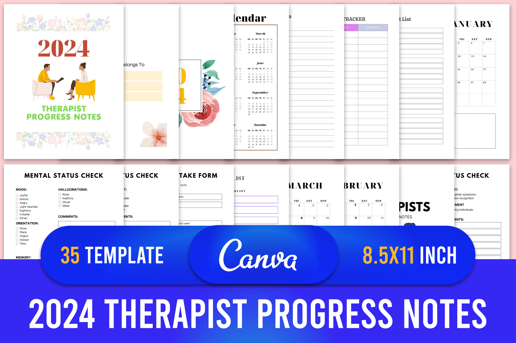 2024 Therapist progress notes Canva