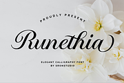 Runethia - Calligraphy Font, a Script Font by Sronstudio (Thumbnail 1 of 16)