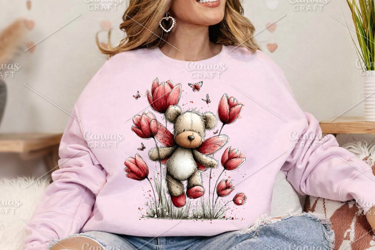 Whimsical Spring Teddy Bear Clipart, an Illustration by Canvas Craft (Photo 4 of 7)