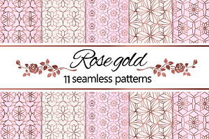 Rose Gold Geometric Floral Patterns, a Pattern Graphic by Artspace