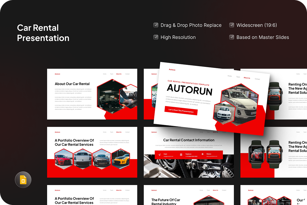 Car Rental Presentation Google Slide, a Presentation Template by SquidPixey (Photo 1 of 7)