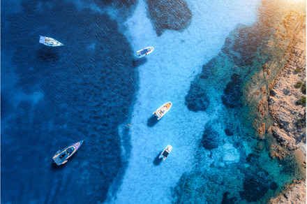 Aerial view of luxury yachts and, a Nature Photo by den-belitsky