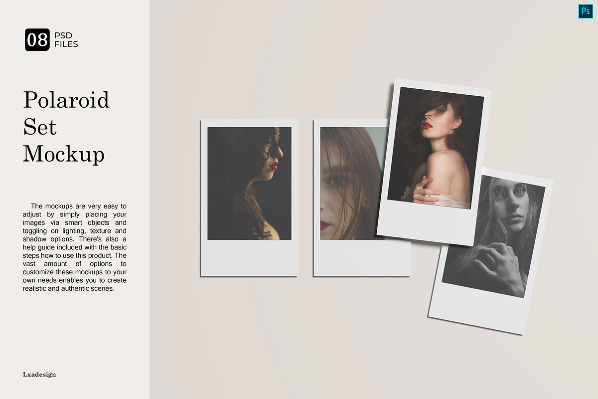 Polaroid Set Mockup, an Advertising Mockup by Lxadesign (Photo 1 of 11)