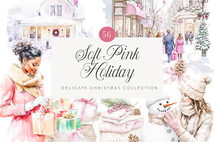Soft Pink Holiday Christmas Graphics