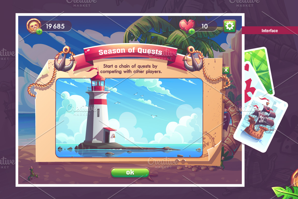 Solitare Pirates - Casual Game UI, an UI Kit Template by Nearbirds (Photo 10 of 12)