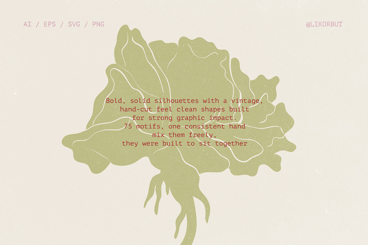70 Vintage Bold Silhouette Flowers, an Object Illustration by likorbut (Photo 2 of 10)