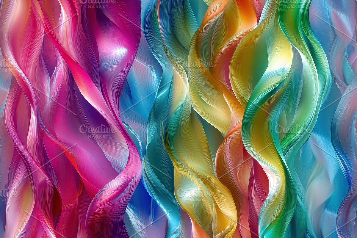 Seamless vibrant abstract design featuring flowing waves of color in ...