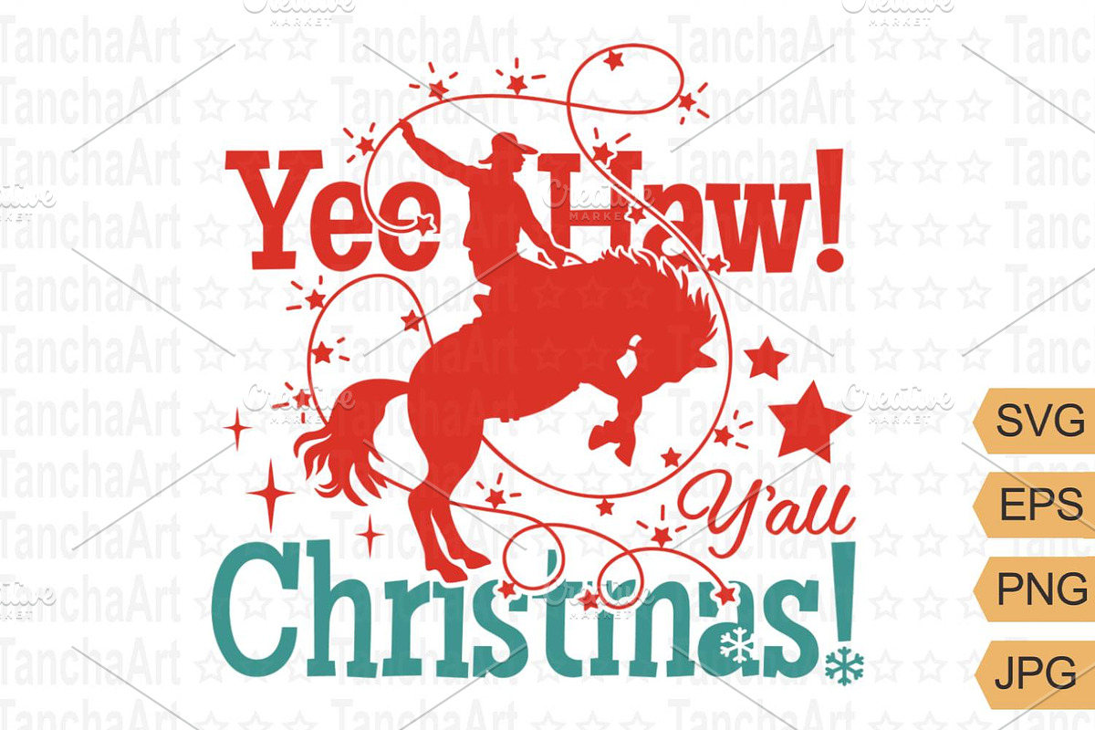 Yee Haw Y’all Christmas Cowboy SVG, a Graphic by TanchaArt (Photo 1 of 11)